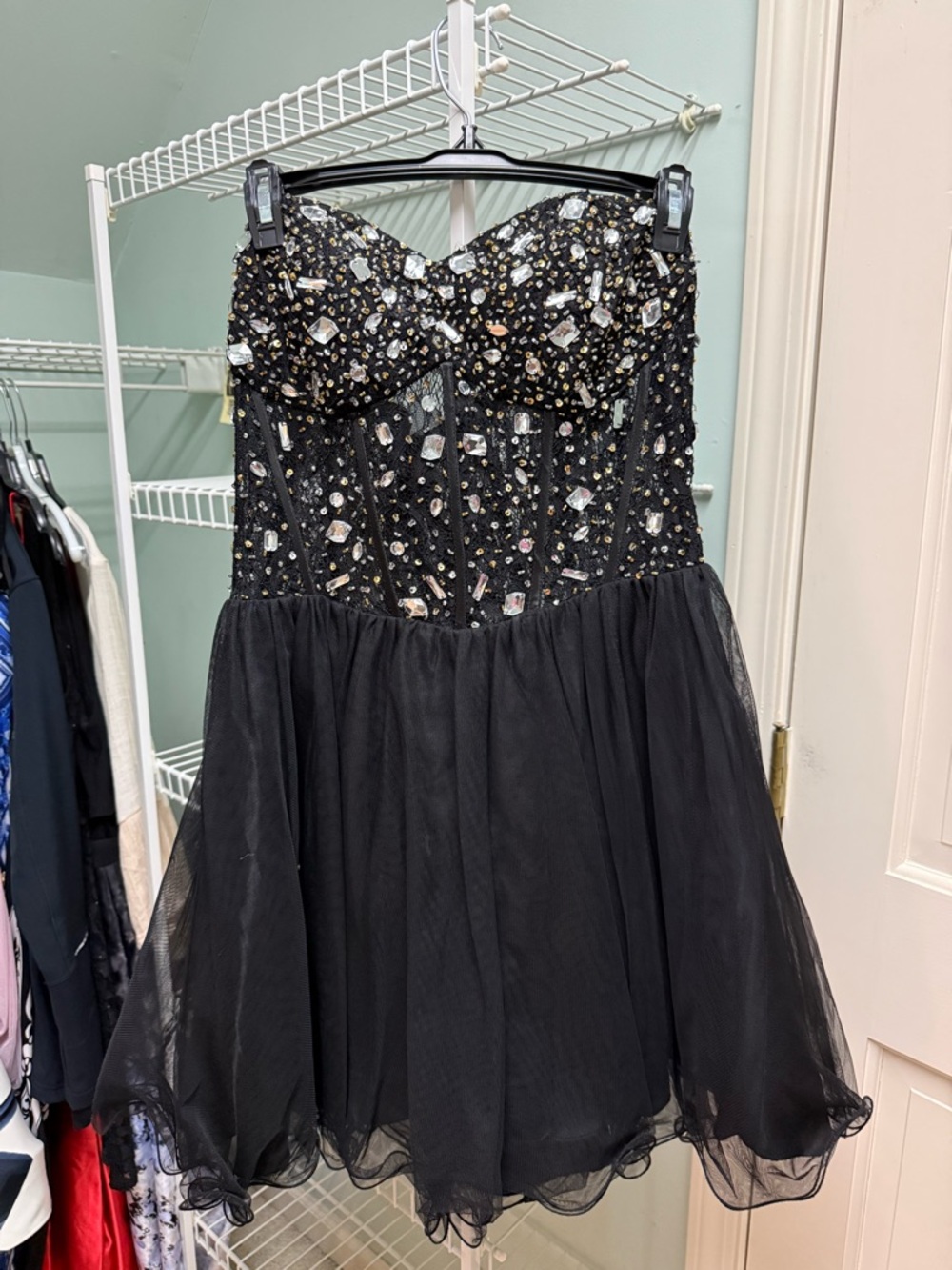 Blondie Black Strapless Embellished Corset Dress